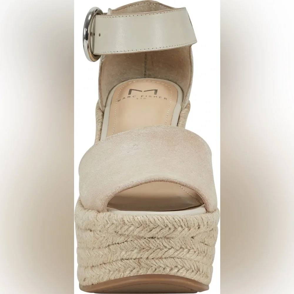 Marc Fisher LTD Genuine Leather Espadrille Platform Sandals